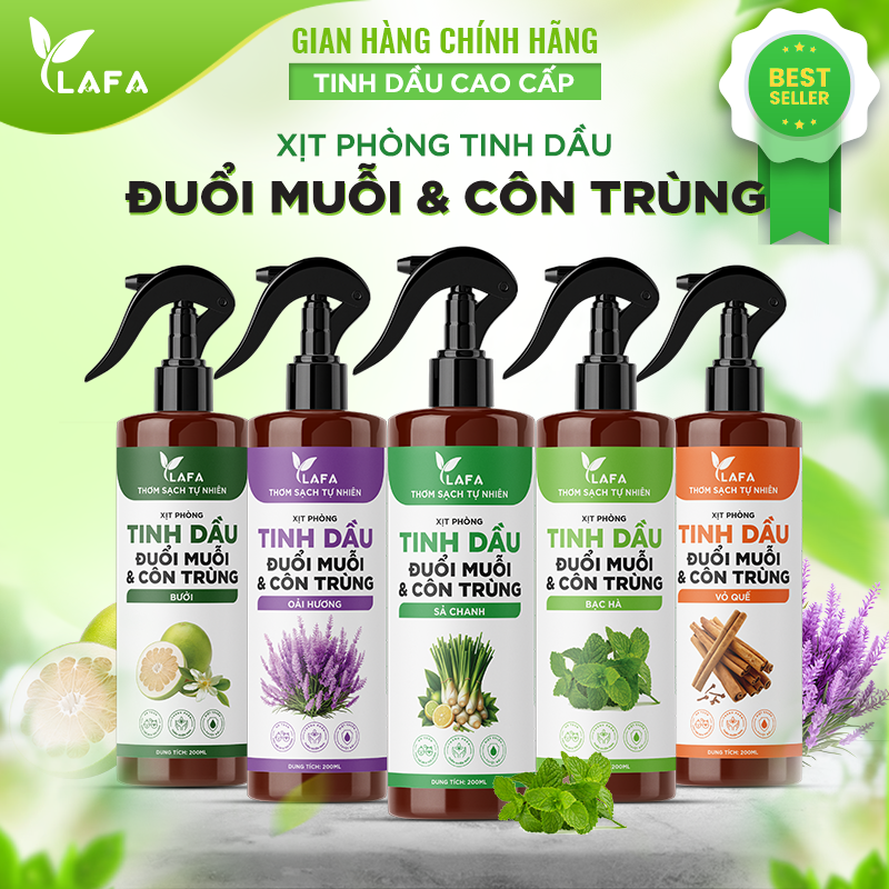 Bình Xịt Tinh Dầu Sả Chanh, Bạc Hà, Quế, Bưởi, Oải Hương LAFA