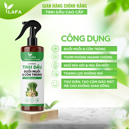 Bình Xịt Tinh Dầu Sả Chanh, Bạc Hà, Quế, Bưởi, Oải Hương LAFA
